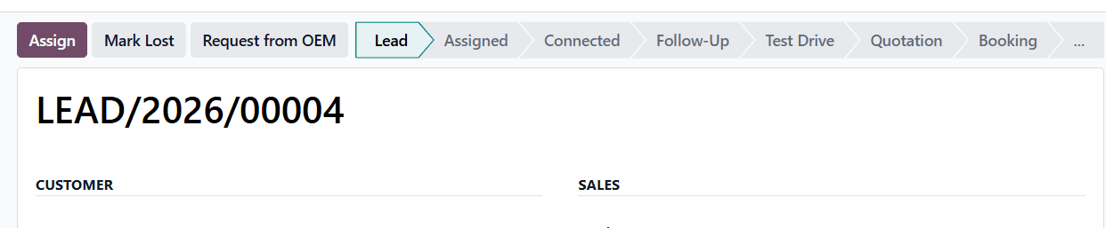 Ochre DMS sales pipeline in Odoo 19